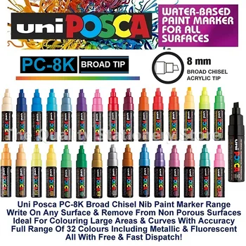 1 UNI Ball POSCA PC-8k Маркерная Ручка POP Poster PenGraffiti Реклама 8 мм Художественные Канцелярские Принадлежности Многоцветные Дополнительные Принадлежности Для Рисования