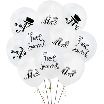 10шт Только Что вышедших замуж Свадебных воздушных шаров Mr. Mrs. Белые латексные воздушные шары для свадьбы и помолвки, украшения для вечеринки в честь Дня Святого Валентина Globos