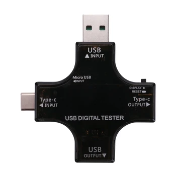 2X USB C Тестер, 2 В 1 Type C USB Тестер Цветной Экран IPS Цифровой Мультиметр, Напряжение, Ток, Температура, С Загрузчиком