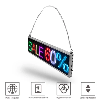 50 см P5 ММ RGB WIFI светодиодная вывеска, полноцветное программируемое сообщение с прокруткой, светодиодный дисплей, многоязычный дисплей