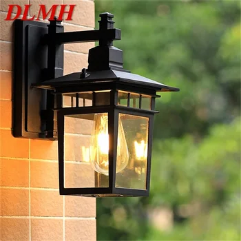 DLMH Наружный настенный светильник LED Классические ретро Черные бра Водонепроницаемые декоративные для домашнего прохода