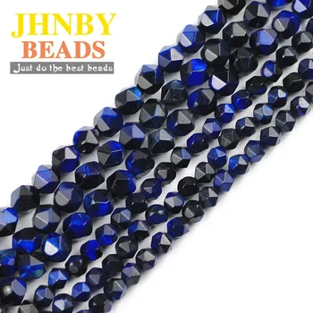 JHNBY Граненый Темно-синий Тигровый глаз Натуральный камень 6/8 мм Распорки Россыпью бусины для изготовления ювелирных изделий браслеты ожерелье поделки своими руками