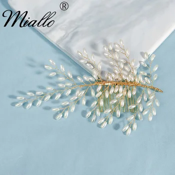 Miallo Свадебный головной цветок, кристалл, Жемчужные гребни для волос для невест, женские головные украшения ручной работы, свадебные аксессуары для волос, ювелирные изделия