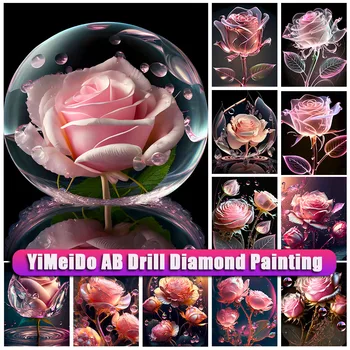 YiMeido 5D AB Diamond Painting Rose Set Сумка на молнии Diy Вышивка Алмазная Мозаика Цветы Полная дрель Картина из горного хрусталя Настенное Искусство