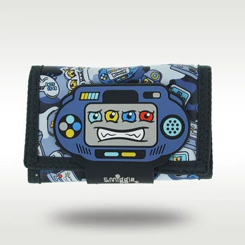 Австралия Оригинальный детский кошелек Smiggle для мальчиков, мультяшная синяя сумка для игровых карт, трехслойный клатч 5 дюймов