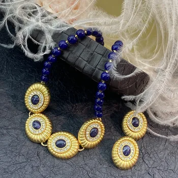 Винтажное Литературное Винтажное изысканное модное ожерелье из стеклянного бисера, серьги-гвоздики, ювелирные изделия для женщин, тренд