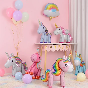 Воздушные шары на тему 3D единорога для вечеринки по случаю Дня рождения, декор для вечеринки в виде единорога, воздушные шары в виде единорога для свадьбы, игрушки для украшения Дня рождения