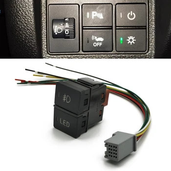 Для автомобиля Honda Зеленый светодиодный индикатор С двойным переключателем Светодиодная кнопка включения передних противотуманных фар Модифицированный переключатель с проводом