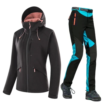 Женский осенний непромокаемый походный костюм, флисовая куртка Softshell и уличное походное пальто, брюки для альпинизма, лыжные брюки