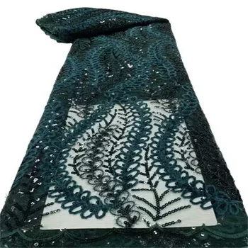 Зеленая Африканская Свадебная Кружевная ткань, Вышитые Нигерийские Кружевные ткани 2023, Высококачественная Французская Тюлевая Кружевная ткань С блестками