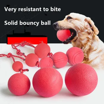Игрушечный Мяч Для Домашних Собак Твердый, Устойчивый К Укусам, Жевательный, Неразрушимый Прыгающий Мяч, Резиновый Тренировочный Интерактивный Игровой Мяч для Собак с Веревкой