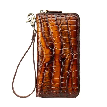 Клатч из натуральной воловьей кожи с RFID покрытием, длинный кошелек большой емкости для мужчин, женская сумка для мобильного телефона в стиле ретро матового цвета