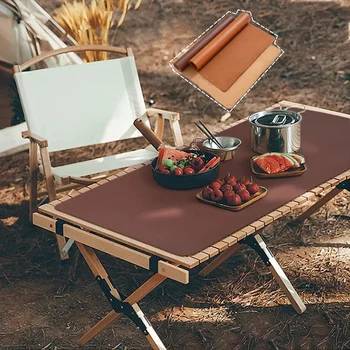 Коврик для стола, походный деревянный коврик для стола, искусственная кожа, водонепроницаемый термостойкий деревянный коврик для стола для пикника на открытом воздухе, барбекю