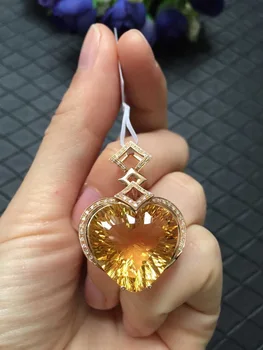 Коллекция изящных ювелирных изделий Бразильского происхождения Настоящее Розовое Золото 18 Карат, 100% Натуральный Желтый Цитрин, ожерелье с драгоценным камнем