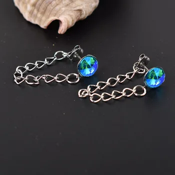 Корейские геометрические круглые серьги-гвоздики с кристаллами для женщин, Минималистичные серьги-цепочки с кисточками, украшения для пирсинга ушей