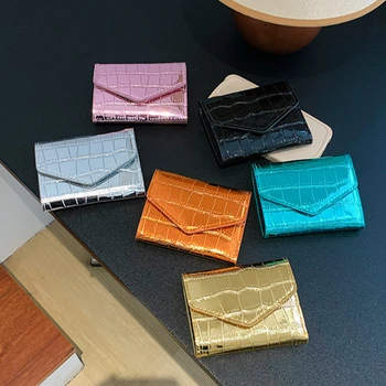 Короткие бумажник женщины мульти-карта кошелек держатель для карт многофункциональный кошелек для монет модные простые три раза короткий клип женский мини-кошелек