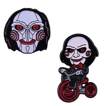 Механический кукольный значок Jigsaw Billy, Брошь-Клоун в виде пилы Ужасов, Украшение для Хэллоуина