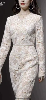 Новое поступление, Африканская Вышитая Тюлевая сетка С бисером, Роскошное Алжирское водорастворимое кружевное Вечернее Свадебное платье для новобрачных