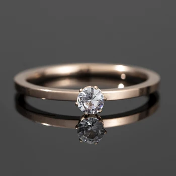 Новые романтические кольца из нержавеющей стали золотого цвета с цирконом Для женщин, Модные Милые Обручальные кольца, ювелирные изделия, подарки