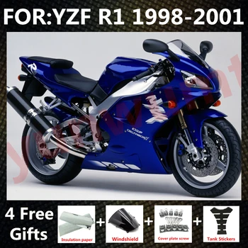 Новый комплект обтекателей для литья под давлением мотоцикла ABS подходит для YZF R1 1998 1999 2000 2001 YFZ-R1 98 99 00 01 Комплекты обтекателей синий белый