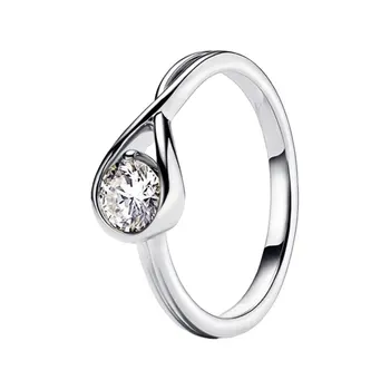 Обручальные кольца Brilliance Infinity Кольца на палец Для женщин Серебро 925 Пробы Оригинальные ювелирные изделия С натяжением Круглый Прозрачный Циркон