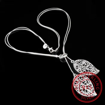 Ожерелье из стерлингового серебра 925 пробы, ожерелье с полыми цветами и листьями, Ожерелье для женщин, колье S-N25