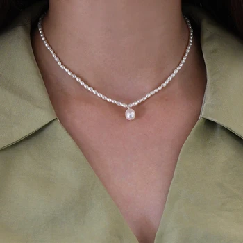 Повседневные украшения Мини-ожерелье из натурального пресноводного жемчуга стерлингового серебра 925 пробы для женщин в подарок Изысканные ювелирные изделия