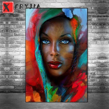 Полная квадратная Круглая Алмазная вышивка Абстрактной африканской женщиной с голубыми глазами, 5D алмазная картина 