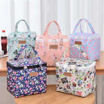 Портативная сумка для ланча для женщин, мультяшная детская Удобная сумка-холодильник для бенто, фламинго, термальная коробка для завтрака, сумка для пикника, дорожная сумка