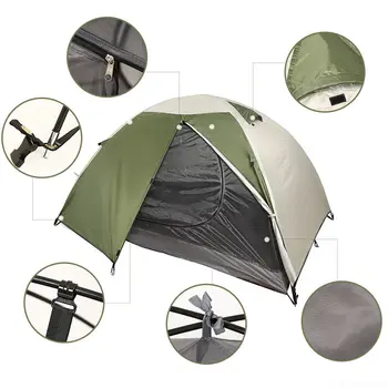 Походная палатка на 2 человека, легкие кемпинговые палатки, Двухслойная Водонепроницаемая переносная сумка для пеших прогулок, алюминиевый шест, новый