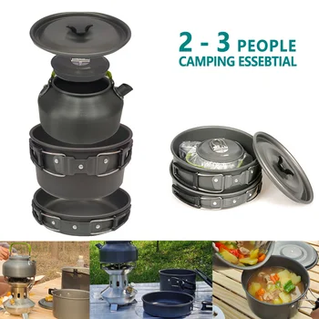 Походная посуда Алюминиевый набор посуды туристический котел для приготовления пищи на открытом воздухе, кастрюля для пикника, кухня для пеших прогулок, треккинг