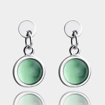 Серьги-гвоздики Monkton Green Moonstone из стерлингового серебра 925 пробы, простые круглые свежие серьги-капли для женщин, геометрический ювелирный подарок