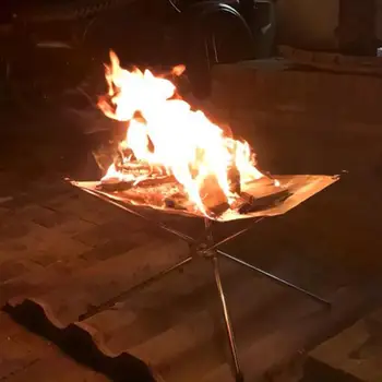 Складная сетчатая кострище из нержавеющей стали для барбекю на открытом воздухе, дровяная печь, подставка для огня