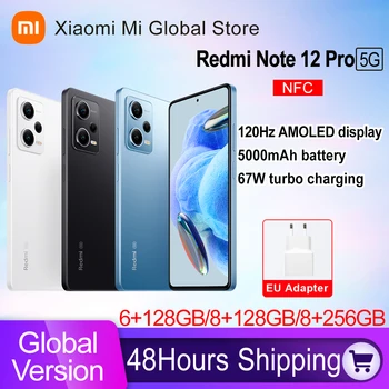 Смартфон Xiaomi Redmi Note 12 Pro 5G Глобальная версия 128 ГБ / 256 ГБ NFC AMOLED Дисплей MTK Dimensity Камера 1080 50 МП Зарядное устройство 67 Вт