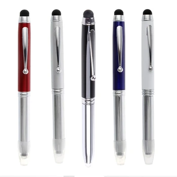Универсальный емкостный стилус для планшета 3 в 1, светодиодный фонарик, шариковая ручка, ручка с сенсорным экраном из микрофибры для Iphone для Samsung
