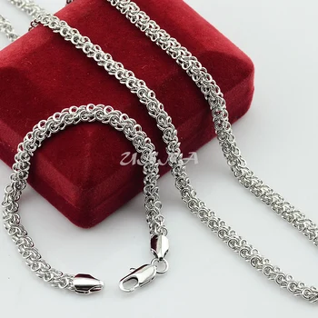 Ювелирные изделия из белого золота 5 мм для мужчин и женщин, модные цепочки с закручивающимися звеньями, браслет, ожерелье (без красной коробки)