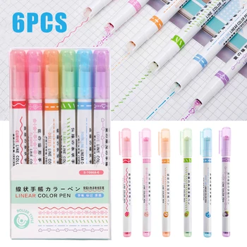 6 шт. быстросохнущих красочных маркеров для изгибов, милые ручки для творчества, цветные флуоресцентные маркеры для заметок