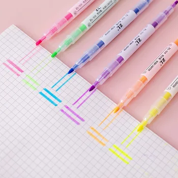Оптовая торговля мультфильм шесть-цвет флуоресцентный ручка студент творческий простой граффити маркер обучения канцтовары оптом